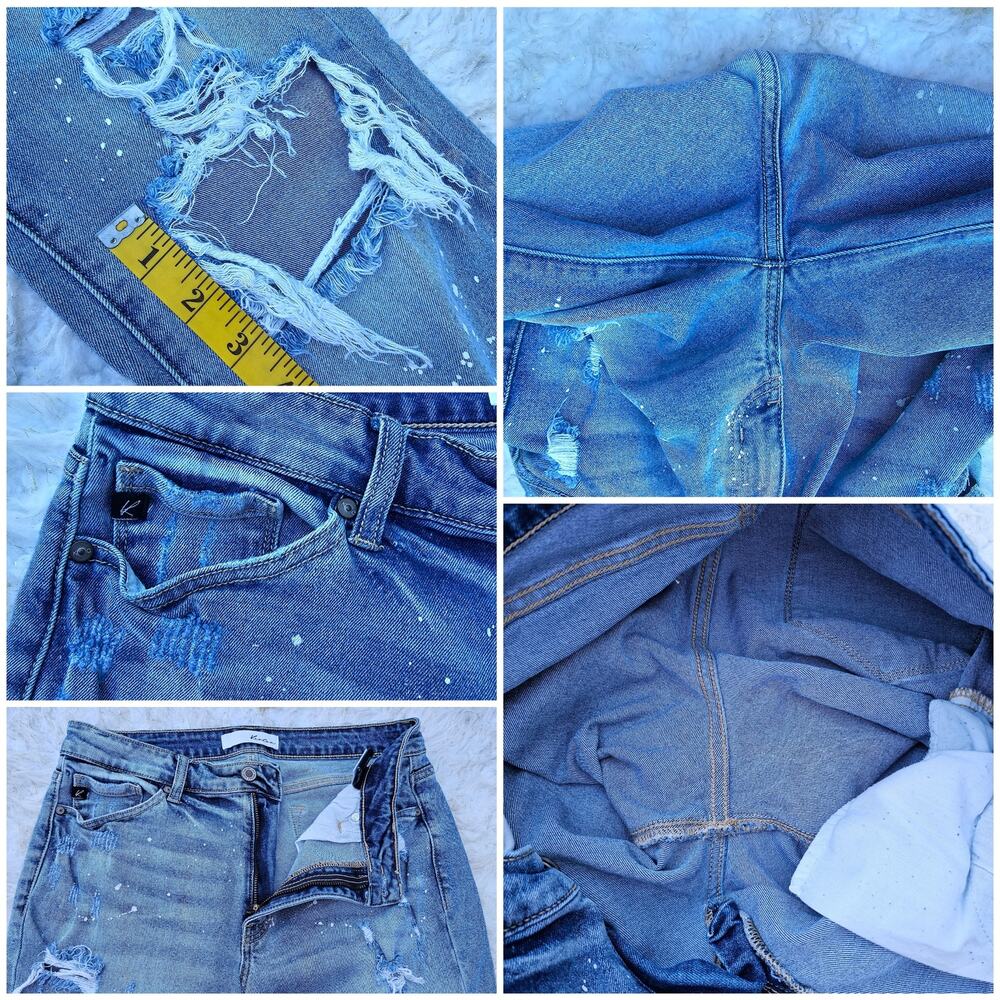 Distressed Boyfriend Jeans KanCan Shelly Size 9 / 28 Stretch Denim High Rise - Picture 6 of 10